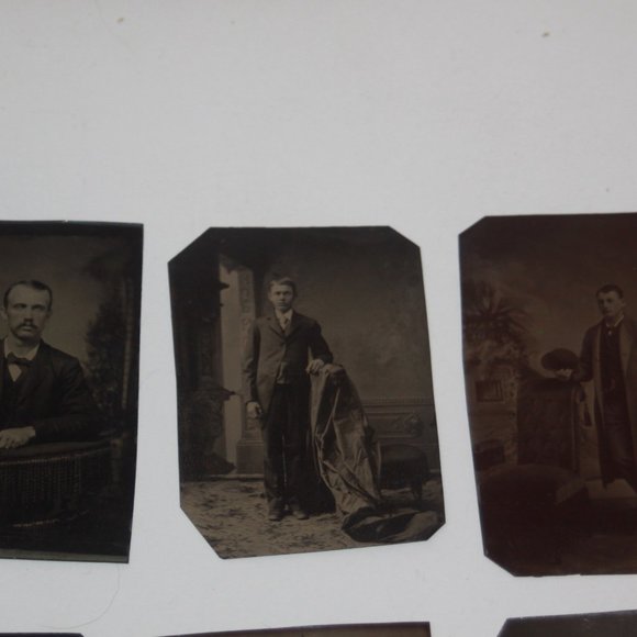 Antique Victorian 1800s Era Tintype Tin Type Photograph Photos MEN - Lot of 6 - Picture 2 of 4